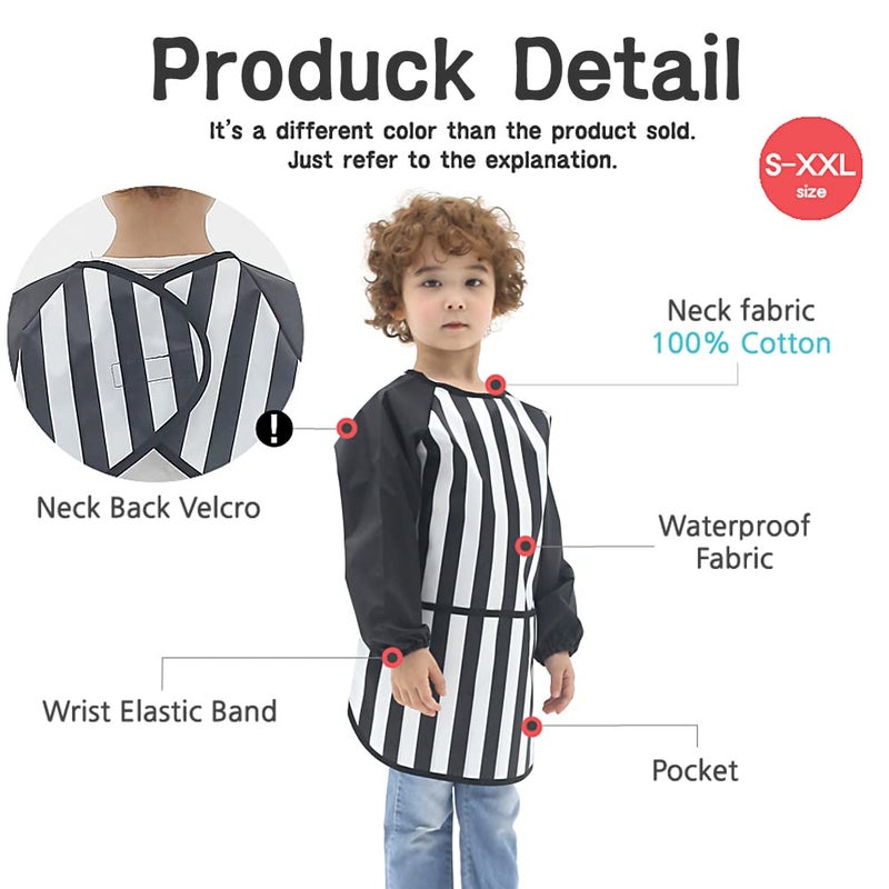 Plie Kids Painting Apron â€“ Waterproof Long Sleeve Art Smock for Toddlers & Preschoolers, Messy Play, Baking, Crafts, Cooking, Sensory Activities (Ages 1â€“10), Navy Heart Dot (26-M) - Image 5
